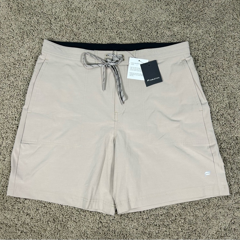 NWT Fabletics Mens The Board Short 33x7 Brown Surf Swim Wear Summer Stretched